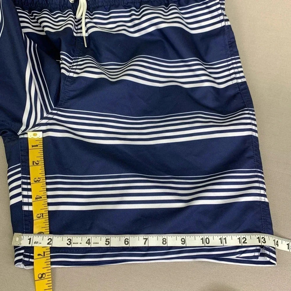 Lands' End Swimwear Drawstring Lined Swim Trunks Shorts XL 40/42 Blue Stripes - Picture 9 of 14